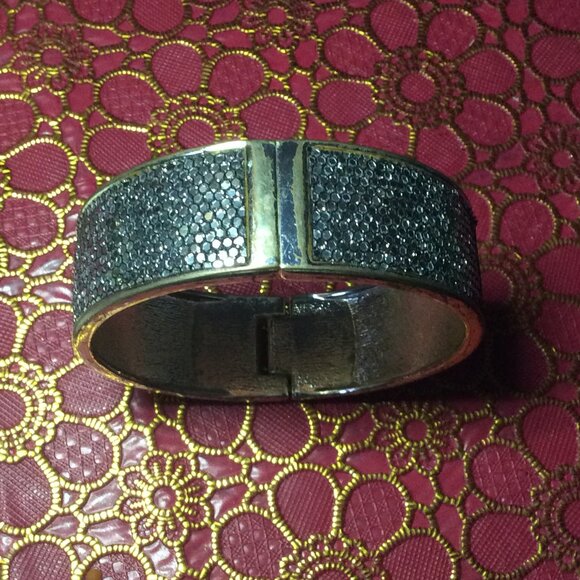 Vintage Stardust Silver Tone Hinged Bangle Bracelet - Picture 1 of 4